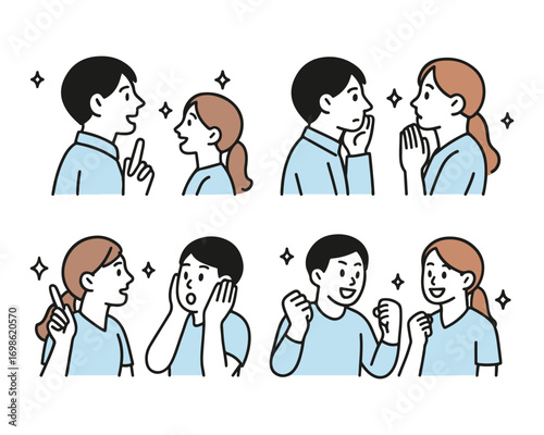 olor illustration of a businessperson in profile, rejoicing after solving a problem