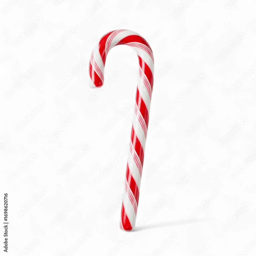 Obraz premium Classic red and white striped candy cane isolated on transparent background
