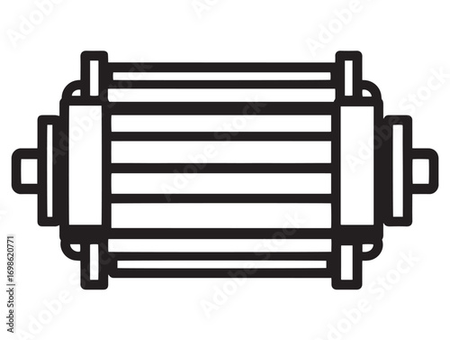 Modern Industrial Pneumatic Cylinder Icon in Clean Stylish Minimal Vector Illustration