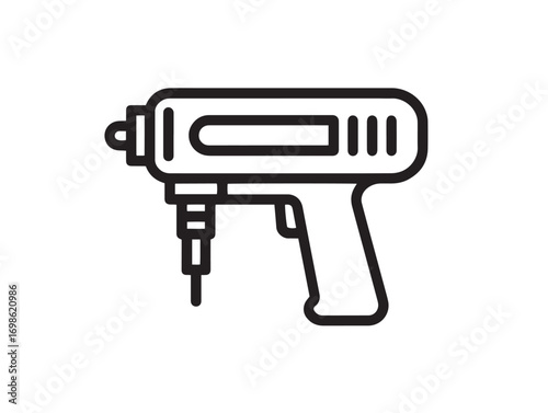 Pneumatic Impact Wrench Icon in Powerful Industrial Clean Vector Line Artwork