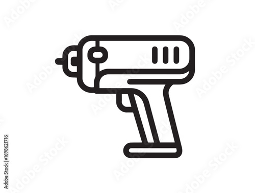 Durable Pneumatic Impact Wrench Icon in Stylish Modern Minimal Line Illustration