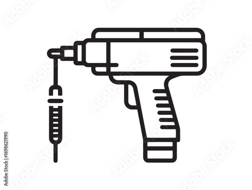 Complete Set of Pneumatic Tools Icon in Sleek Clean Minimal Vector Artwork