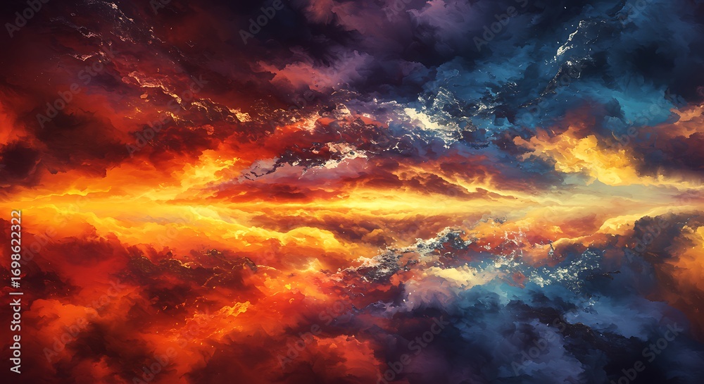 Obraz premium Fiery and Icy Abstract Clouds in Dramatic Sky Formation