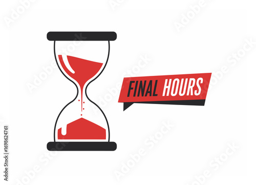 Final Hours Vector: Hourglass with Emptying Red Sand