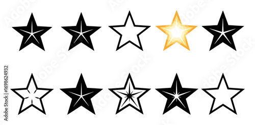 Five Stars, One Glowing - Minimalist Vector