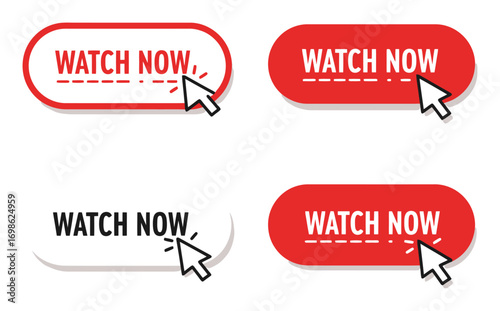 Watch Now Button Set - Minimalist Vector