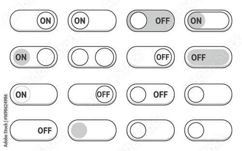 Toggle Switches - On/Off Vector Icons
