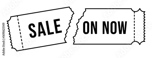 Sale On Now Ticket Tear Vector