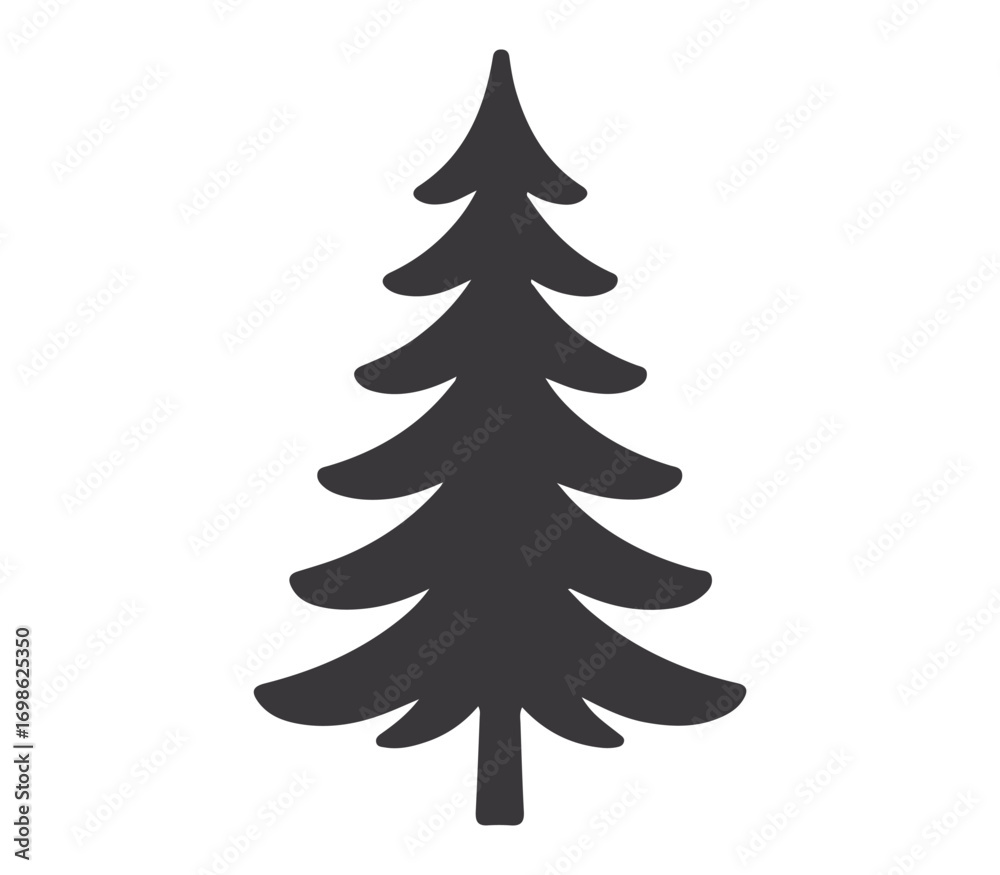 Obraz premium Black Christmas Tree Silhouette Vector Illustration with Simple Holiday Season