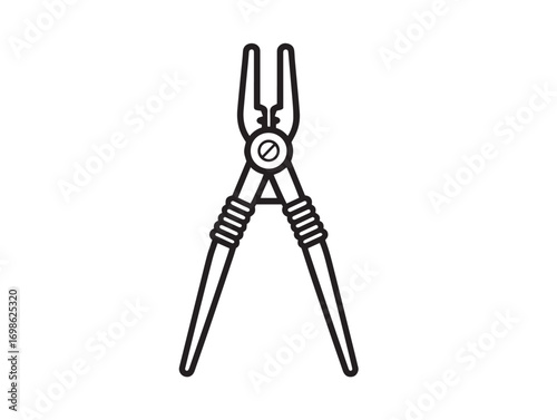 Professional Punch Pliers Icon in Sleek Clean Minimal Vector Line Artwork
