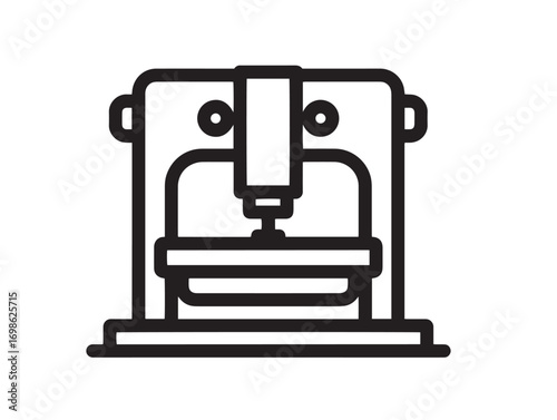 Industrial Punch Press Icon in Elegant Minimal Clean Vector Line Illustration