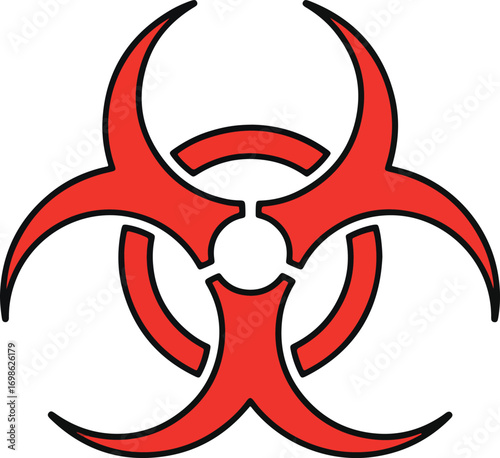 Flat Design Red Biohazard Symbol Warning Sign Shape Isolated Element
