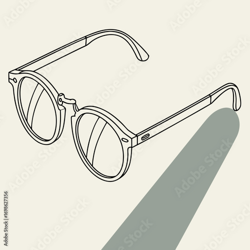 Round glasses with a thick frame, modern design