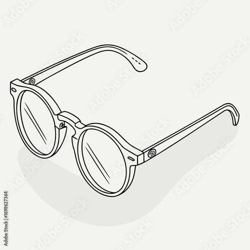 Round glasses with a thick frame, stylish design