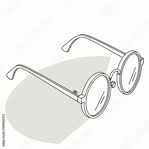 Round glasses with a thin frame, stylish design