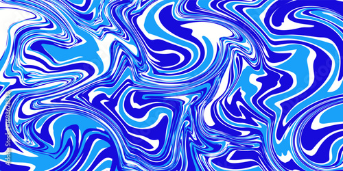 Blue wavy lines abstract background. Trendy psychedelic retro style backdrop. Waves, swirl and twirl pattern. Twisted distorted vector texture. Y2k aesthetic design