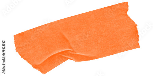 A vibrant orange tape piece ripped from the roll a testament to quick fixes and creative endeavors