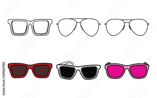 Vector art of different types of sunglasses