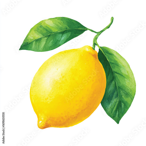 Fresh lemon with green leaves a vibrant citrus fruit image.
