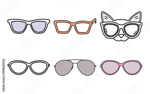 Vector art of set of various glasses