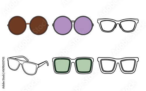 Vector art of collection of stylish sunglasses