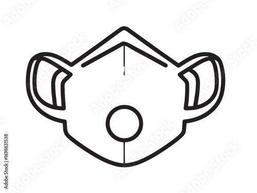 Protective Healthcare Respiratory Mask N95 Icon in Clean Elegant Vector Illustration