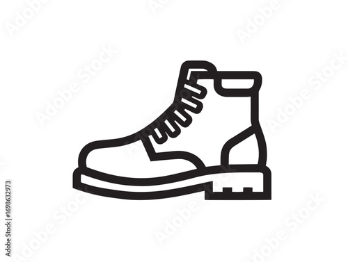 Durable Industrial Safety Boots Icon in Clear Elegant Minimal Vector Illustration