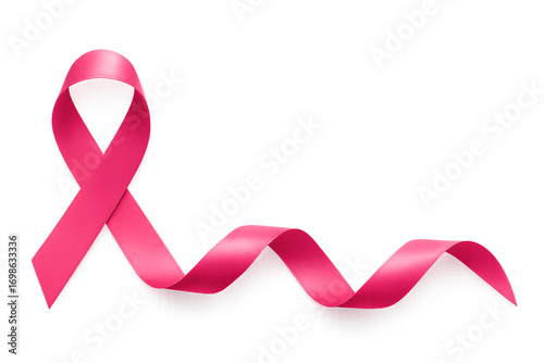 Pink ribbon for breast cancer awareness with glowing effect on black background cancer ribbon isolated on a transparent background
