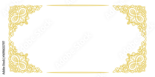 Elegant Ornamental Gold Frame on Black Background Design