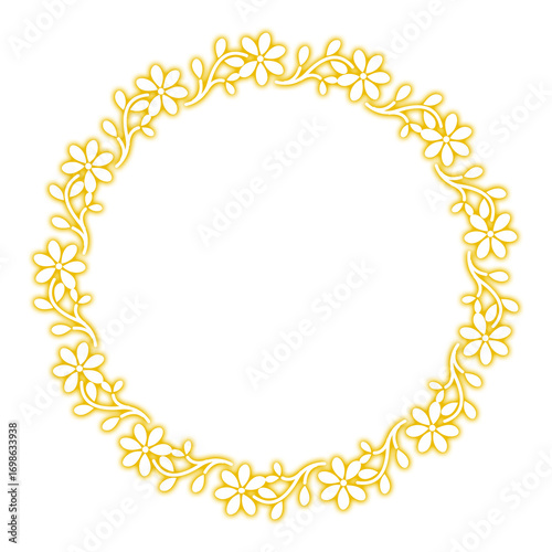 Floral wreath in gold and white on black