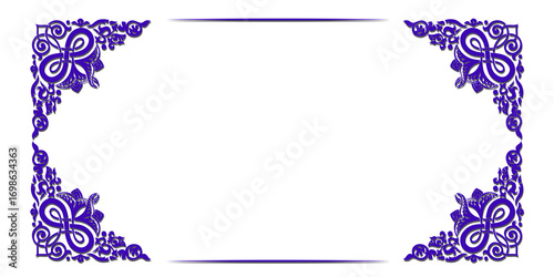 Ornate Purple Floral Border Frame on Black Background