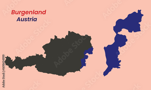Map of Austria, Map of Austria states Vector Illustration, Burgenland, Carinthia, Lower Austria, Upper Austria, Salzburg, Styria, Tyrol (Tirol), Vorarlberg, Vienna.
