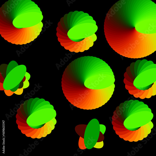 Abstract Colorful Geometric Shapes on Black