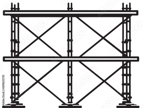 Modern Scaffolding Construction Icon in Clean Professional Minimal Vector Line Artwork