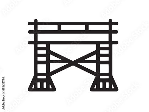 Strong Building Scaffolding Icon in Professional Clean Elegant Vector Illustration Style