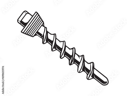 Functional Screw Extractor Icon in Clean Minimal Modern Vector Line Illustration