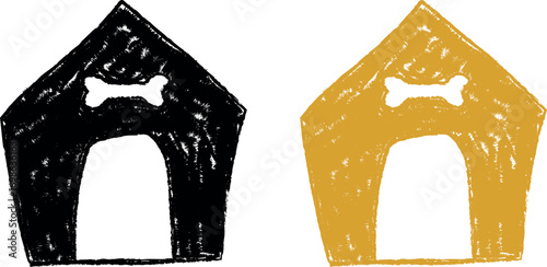 Dog house icon silhouette pair contrast pet animal housing shelter simple design vector handmade