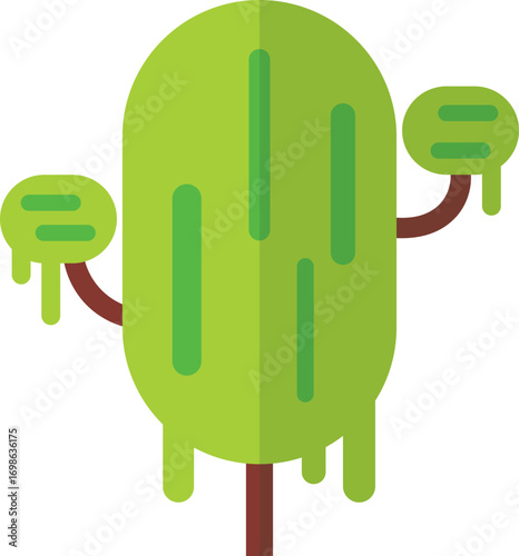 Dripping Green Blob Character with Arms and Legs.