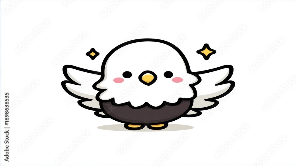 Naklejka premium Cute cartoon bald eagle