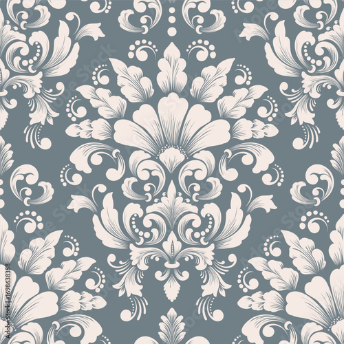 Damask modern seamless pattern element. Vintage classical old fashioned damask ornament, seamless texture for wallpapers, textile.