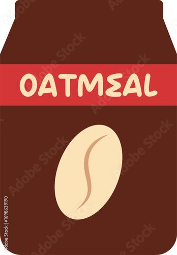 Artistic illustration of oatmeal packaging with hearty grain and bold labeling vector handmade