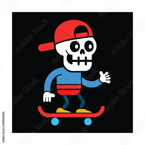 A vibrant retro futuristic cartoon illustration skull with neon colors bold shapes and dynamic artistic appeal Vector illustration
