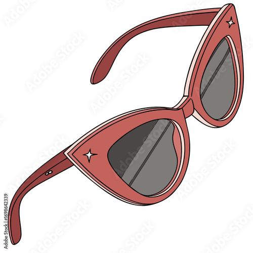Elegant pink cat eye sunglasses with star details