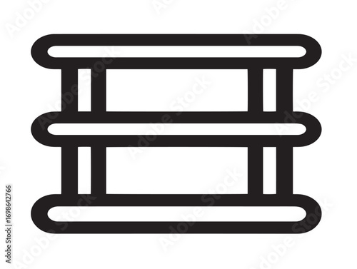 Modern Clean Steel Shelving Icon in Functional Minimal Vector Illustration