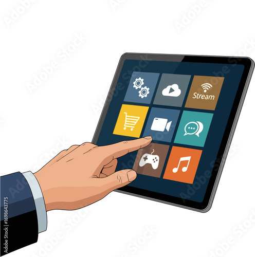 App Selection - Professional hand choosing an application, symbolizing digital convenience and modern lifestyle.