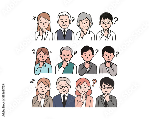 Simple vector illustration of a boss and subordinate with worried expressions