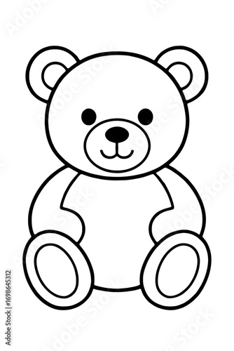 Adorable Teddy Bear Coloring Page for Kids - Simple Line Art Design, Perfect for Toddlers, Preschoolers, and Young Children to Learn Colors and Develop Motor Skills with this Cute Bear Illustration. F