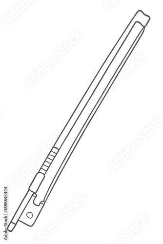 Elegant Outline Drawing of a Classic String Instrument Bow, Perfect for Musical Illustrations, Educational Materials, and Artistic Projects Featuring Violin, Viola, or Cello Accessories, Orchestral To