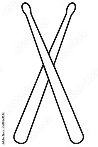 Crossed Drumsticks Outline Icon: Essential Percussion Instrument Accessory for Drummers, Musicians, and Music Enthusiasts – Ideal for Creative Designs, Digital Art, Logos, Clipart, and Educational Res