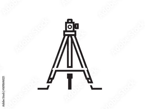 Functional Surveyors Tripod Icon in Stylish Technical Vector Line Art Illustration